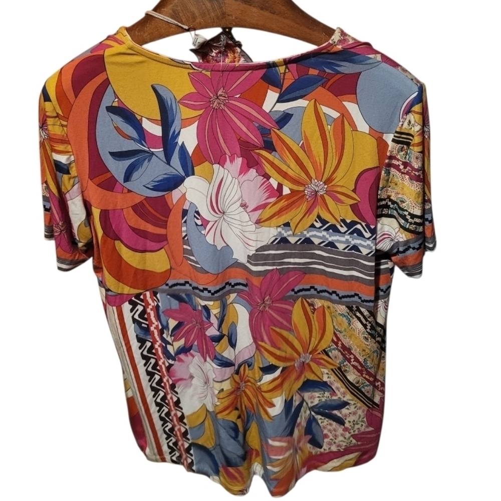 Johnny Was Rachel May Short Sleeve Swing Colorful Floral Polo Size Large New! - Picture 2 of 7